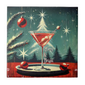 Retro 50s Snow Flurry Christmas Tree Martini Fliese (Vorderseite)
