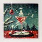 Retro 50s Snow Flurry Christmas Tree Martini Puzzle (Vertikal)