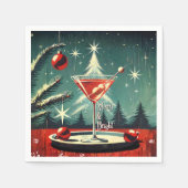 Retro 50s Snow Flurry Christmas Tree Martini Serviette (Vorderseite)