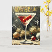 Retro 50s Triple Cranberry Christmas Martini Karte (Gelbe Blume)