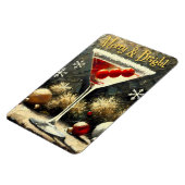 Retro 50s Triple Cranberry Christmas Martini Magnet (Linke Seite)