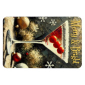 Retro 50s Triple Cranberry Christmas Martini Magnet (Horizontal)