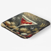 Retro 50s Triple Cranberry Christmas Martini Pappteller (Gewinkelt)