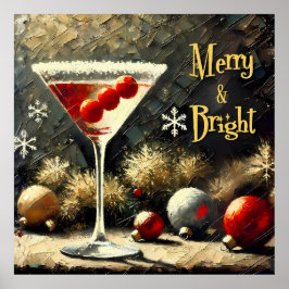 Retro 50s Triple Cranberry Christmas Martini Poster