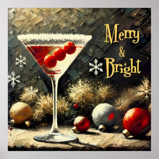 Retro 50s Triple Cranberry Christmas Martini Poster (Vorne)