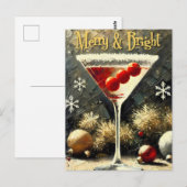 Retro 50s Triple Cranberry Christmas Martini Postkarte (Vorne/Hinten)