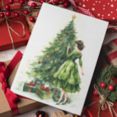Retro 50's Woman Christmas Tree Karte