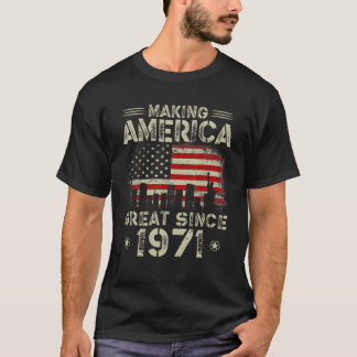 Retro 51St Birthday USA Flag America Great T-Shirt