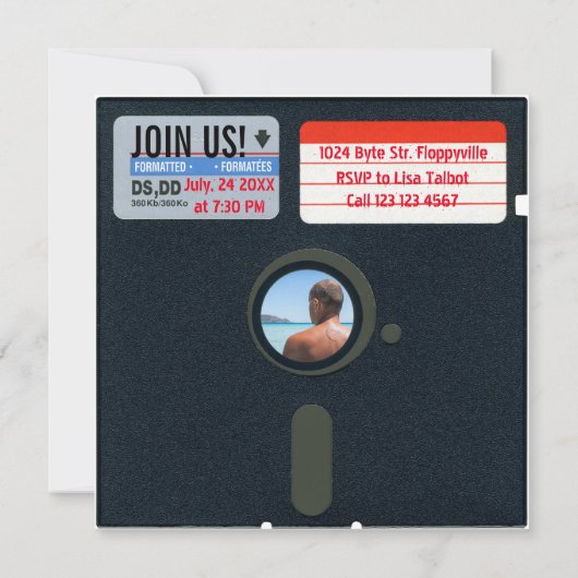 Retro 5.25 Floppy Disk Retirement Party laden Einladung (Rückseite)