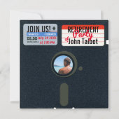 Retro 5.25 Floppy Disk Retirement Party laden Einladung (Vorderseite)