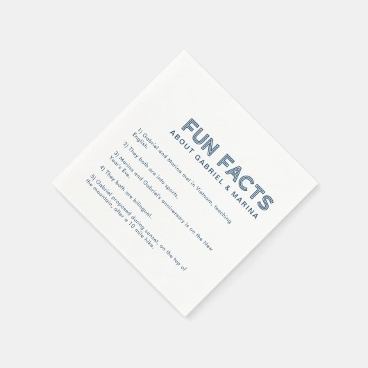 Retro 5 Fun Facts Wedding Serviette (Ecke)