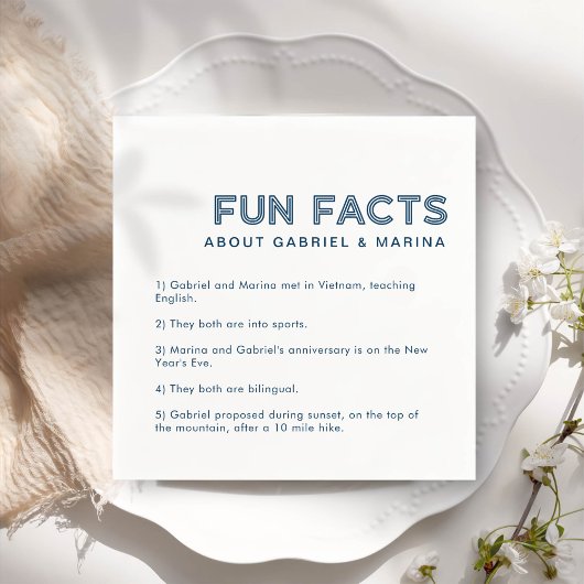 Retro 5 Fun Facts Wedding Serviette