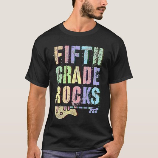 Retro 5th GRADE ROCKS Teacher Rockstar Squad Fifth T-Shirt (Vorderseite)