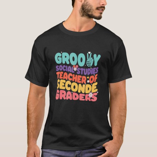 Retro 60 70er Groovy Sozialstudien Lehrer des Seco T-Shirt (Vorderseite)