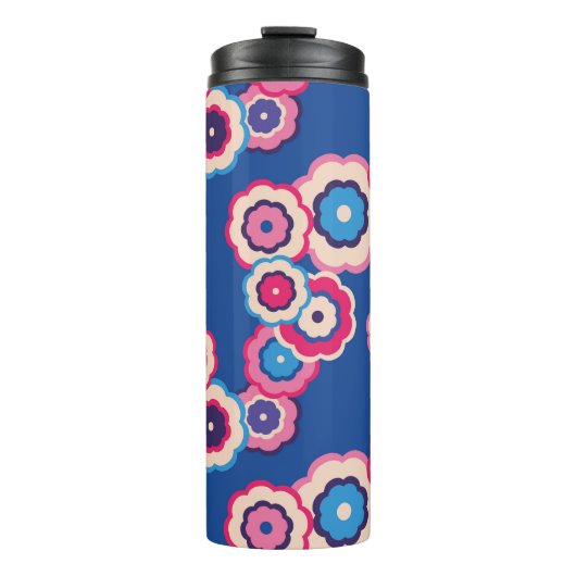 Retro 60 Blumenmuster Thermosbecher (Vorderseite)