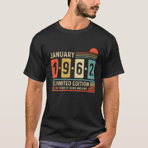 Retro 60. Geburtstag Geboren Januar 1962 Vintag 60 T-Shirt