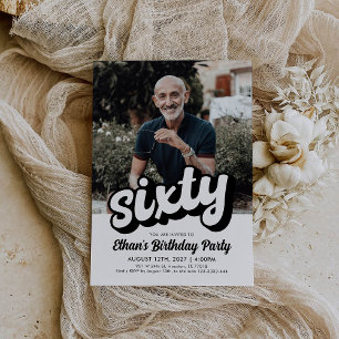 Retro 60. Geburtstagsfeier   sechzig Geburtstag Einladung