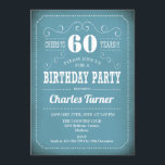 Retro 60. Geburtstagsparty - Blau weiß Einladung<br><div class="desc">60. Geburtstagsfeier Einladung. Elegantes Retro-Design in hellblau und weiß. Kann in jedem Alter angepasst werden!</div>