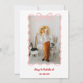 Retro 60. Gezeichnet Farbige Streifen Foto Geburts Einladung (Rückseite)