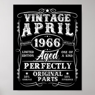 Retro 60 Jahre alter April 1966 Vintage 60. Geburt Poster