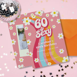 Retro 60 & Sexy 60. Geburtstagsfeier Einladung