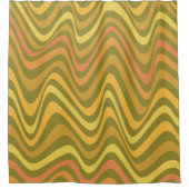 Retro 60er 70er Abstrakte Linien Muster Gelb Duschvorhang (Vorderseite)