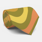Retro 60er 70er Abstrakte Linien Muster Gelb Krawatte (Gerollt)