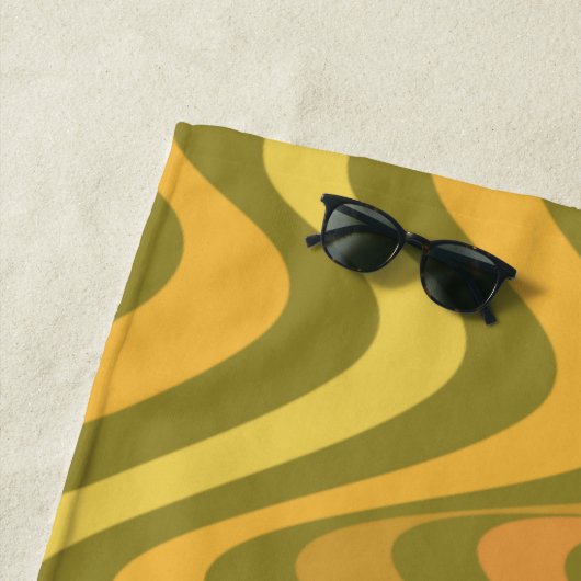 Retro 60er 70er Abstrakte Linien Muster Gelb Strandtuch (Beispiel)