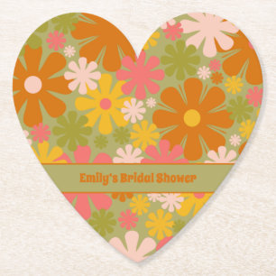 Retro 60er 70er Ästhetik Floral Personalisiert Untersetzer