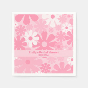 Retro 60er 70er Ästhetik Rosa Floral Personalisier Serviette