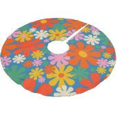 Retro 60er 70er Ästhetisch farbenfrohe Blumenmuste Polyester Weihnachtsbaumdecke (Schrägansicht)