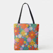 Retro 60er 70er Ästhetisch farbenfrohe Blumenmuste Tasche (Rückseite)