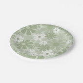 Retro 60er 70er Ästhetisch florales Muster Sage Gr Pappteller (Schrägansicht)