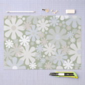 Retro 60er 70er Ästhetisch florales Muster Sage Gr Seidenpapier (Handwerk)