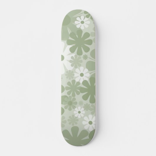 Retro 60er 70er Ästhetisch florales Muster Sage Gr Skateboard (Vorne)