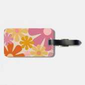 Retro 60er 70er Ästhetisch florätisches Muster Gep Gepäckanhänger (Rückseite horizontal)