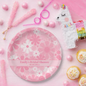 Retro 60er 70er Ästhetisch Pink Pastel Blume Pappteller (Party)