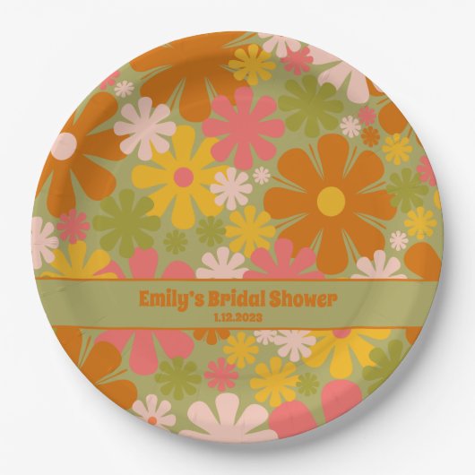 Retro 60er 70er Ästhetische Bläschen Personalisier Pappteller (Vorderseite)