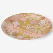 Retro 60er 70er Ästhetische Bläschen Personalisier Pappteller (Schrägansicht)