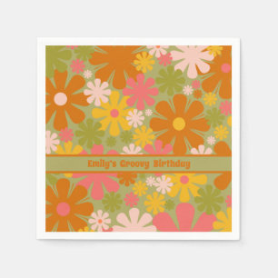Retro 60er 70er Ästhetische Blumenzellentherapie P Serviette