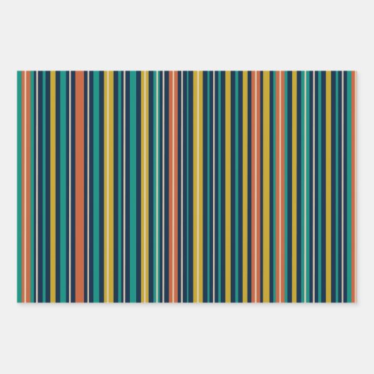 Retro 60er 70er Ästhetische Muster und Streifen Geschenkpapier Set (Vorderseite 2)