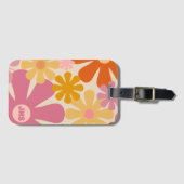 Retro 60er 70er Ästhetisches Blumenmuster Gepäckanhänger (Vorderseite (Horizontal))