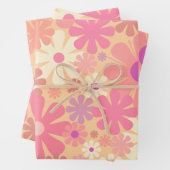 Retro 60er 70er Ästhetisches Blumenmuster Geschenkpapier Set (Beispiel)