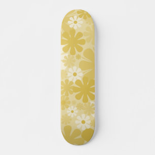 Retro 60er 70er Ästhetisches Blumenmuster in Musta Skateboard
