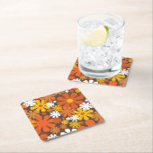 Retro 60er 70er Ästhetisches Blumenmuster Musterpa Rechteckiger Pappuntersetzer (Vor Ort)