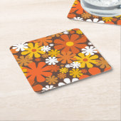 Retro 60er 70er Ästhetisches Blumenmuster Musterpa Rechteckiger Pappuntersetzer (angewinkelt)