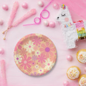 Retro 60er 70er Ästhetisches Blumenmuster Pappteller (Party)