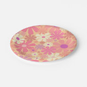 Retro 60er 70er Ästhetisches Blumenmuster Pappteller (Schrägansicht)
