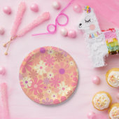 Retro 60er 70er Ästhetisches Blumenmuster Pappteller (Party)