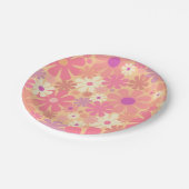 Retro 60er 70er Ästhetisches Blumenmuster Pappteller (Schrägansicht)